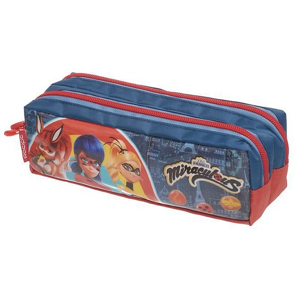 Estojo Duplo Miraculos Team Azul - Pacific