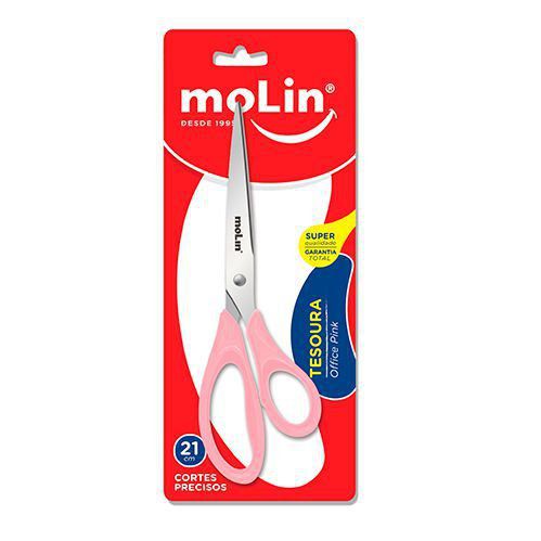 Tesoura Office 21cm Pink - Molin