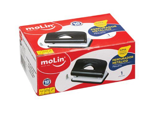 Perfurador 2 Furo Pequeno Metal Preto - Molin