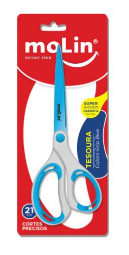 Tesoura Colors Grip 21cm Azul - Molin