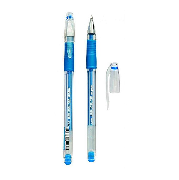Caneta Gel 0,7mm Grip Neon Azul Claro - Molin