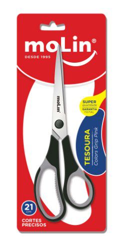 Tesoura Colors Grip 21cm Preta - Molin