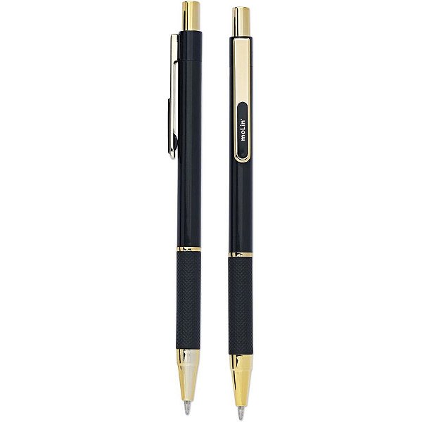 Caneta Esf 0,7mm Retratil Cr45 Gold Preta - Molin