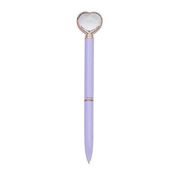 Caneta Esf Love Coracao Diamante Lilas - Molin
