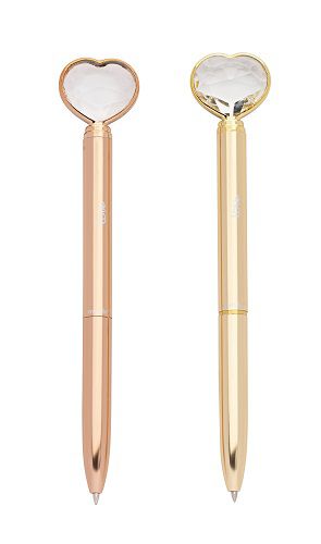 Caneta Esf Love Coracao Diamante Ouro/rose - Molin