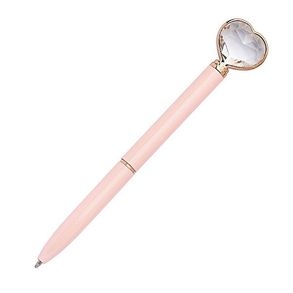 Caneta Esf Love Coracao Diamante Rosa - Molin