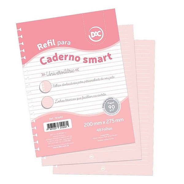 Refil Caderno Univ 48f Smart Rosa - Dac
