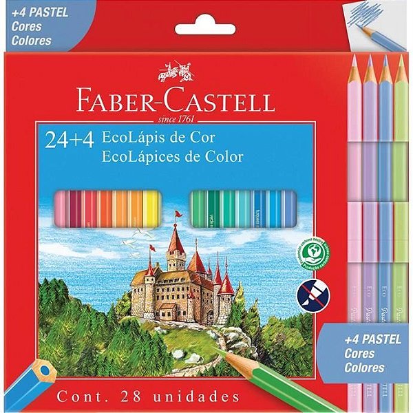 Ecolapis Cor C/24 Cores +4 Pastel- Faber