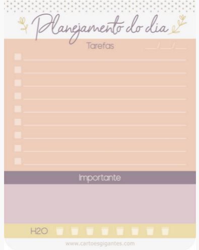 Bloquinho Planejamento Do Dia - Cartoes Gigantes