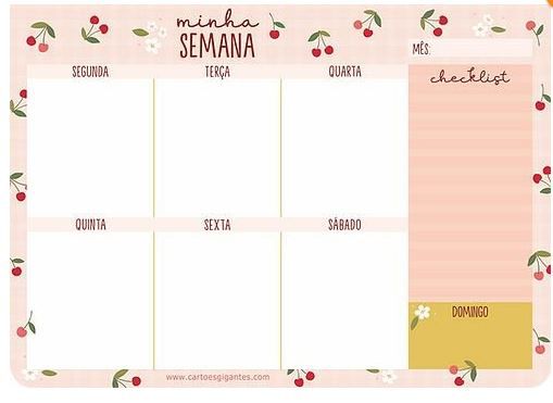 Bloco Week Cereja - Cartoes Gigantes