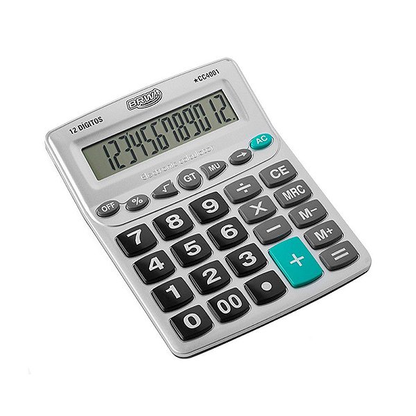 Calculadora 12 Digitos Grande Prata - Brw