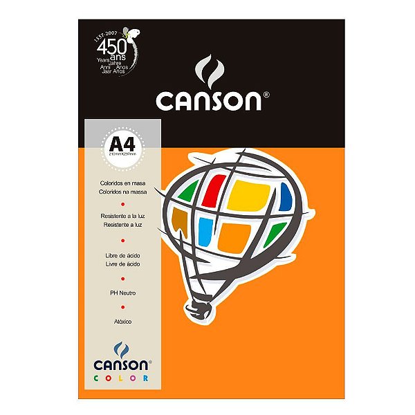 Papel A4 180g 10f Color Cenoura - Canson