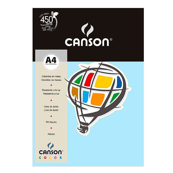 Papel A4 180g 10f Color Azul Claro - Canson