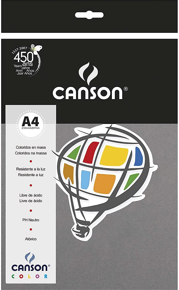 Papel A4 180g 10f Color Cinza Escuro - Canson