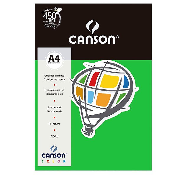 Papel A4 180g 10f Color Verde Claro - Canson