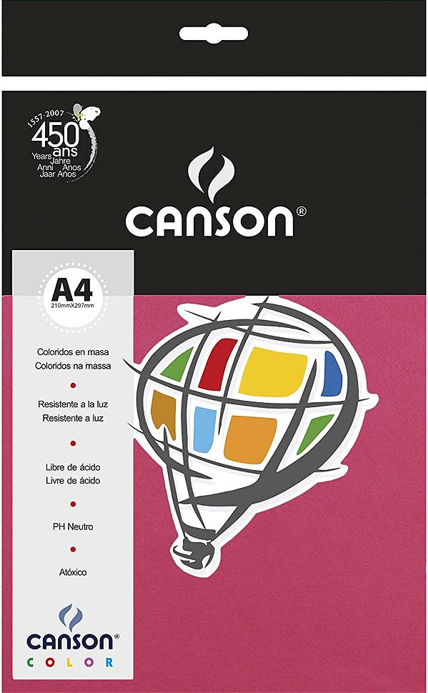Papel A4 180g C/50f Color Rosa Escuro - Canson