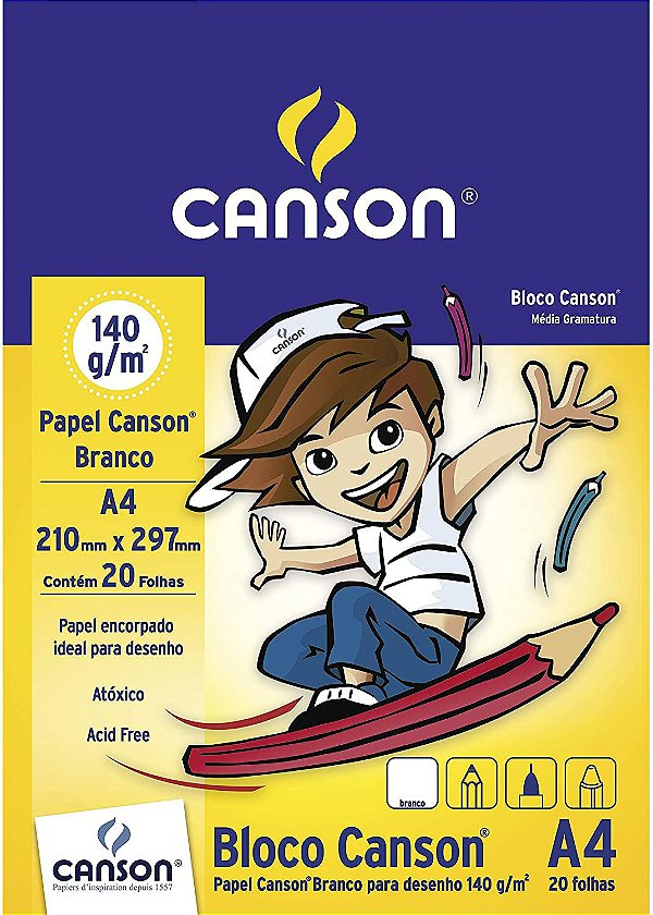 Papel Escolar Desenho A4 20f Branco - Canson