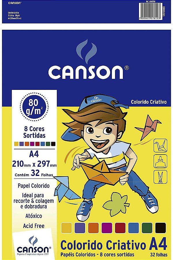 Papel Criativo A4 80g 32f Colorido - Canson