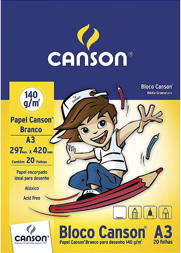 Bloco Desenho A3 140g 20f Branco Infantil - Canson