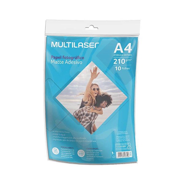 Papel Fotog A4 210g 10g Adesivo Matte - Multilaser