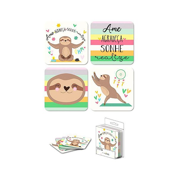 Porta Copos C/4 Magnetico Preguica - Me Encanta