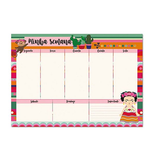 Bloco Planner Semanal 90g 60f Colores - Me Encanta