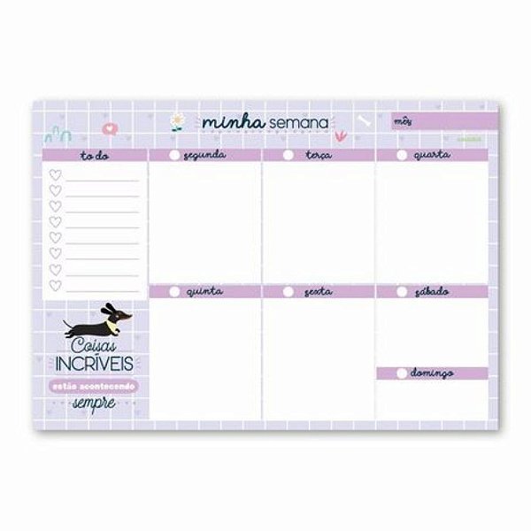 Bloco Planner Semanal 90g 60f Hola Dog -me Encanta