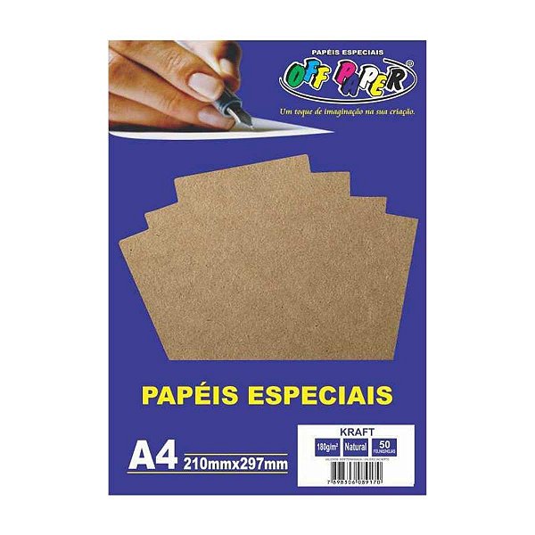 Papel A4 180g 50f Kraft Linho Natural - Off Paper