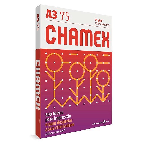 Papel A3 297x420mm 500f 75g Branco - Chamex