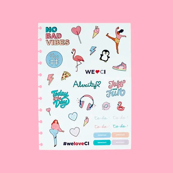 Folha Adesivo Grande Felicity -caderno Inteligente