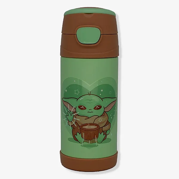 Garrafa Click C/canudo 300ml Mandalorian Yoda-zona
