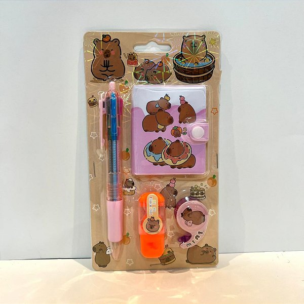 Kit Papelaria 4 Peças Capivara 1 - Ldr