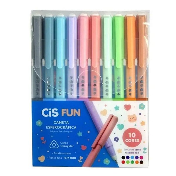 Estojo C/10 Caneta Esferografica Fun - Cis