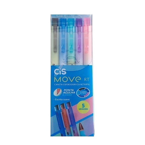 Estojo C/5 Caneta Esferografica 0.7mm Move Rt- Cis