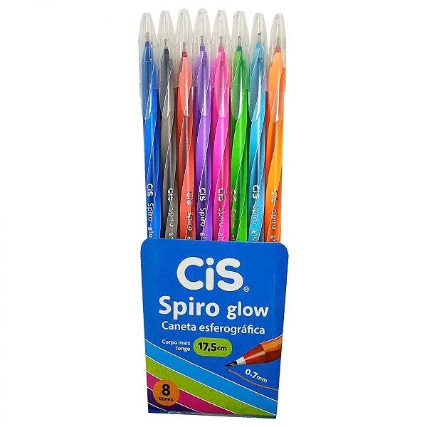 Estojo C/8 Caneta Esf 0,7mm Spiro Glow - Cis