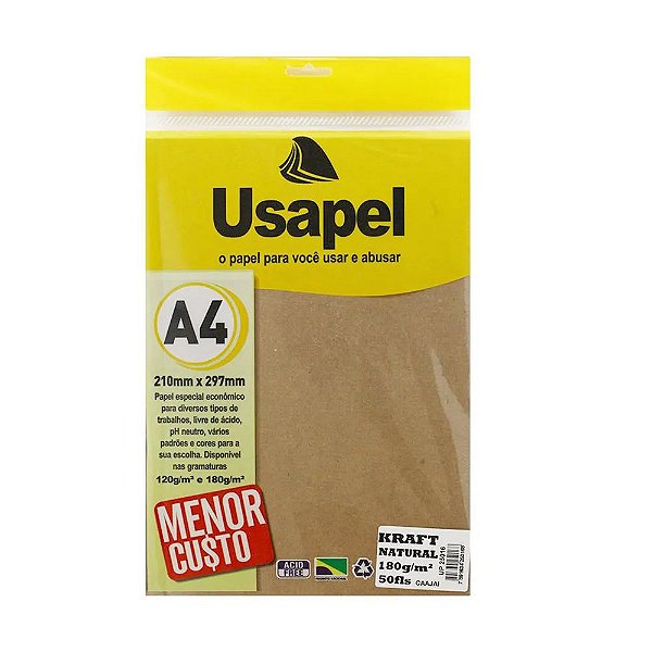 Papel A4 180g 50f Usapel Kraft Natural - Filipaper