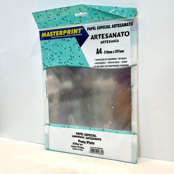 Papel Lamicote A4 250g 10f Prata -  Masterprint