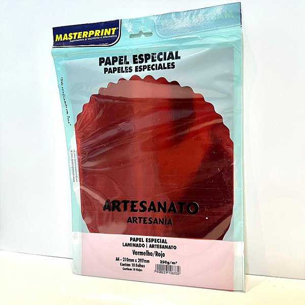 Papel Lamicote A4 250g 10f Vermelho - Masterprint