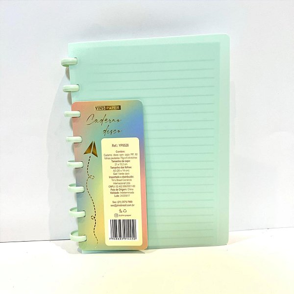 Caderno Disco A5 80f Verde - Yinspaper