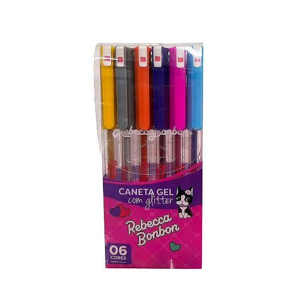Estojo C/6 Caneta Esferográfica Gel Glitter - Bwp