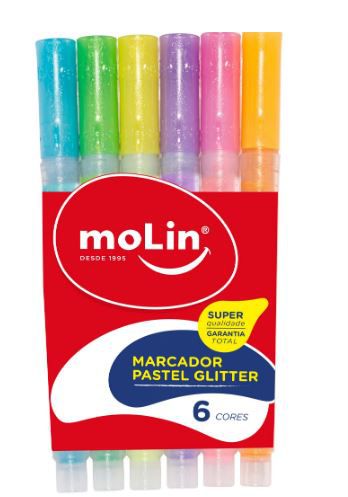 Marcador C/6 Fluor Glitter Bolsa - Molin