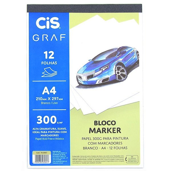 Bloco A4 300g 12f Marker Branco - Cis
