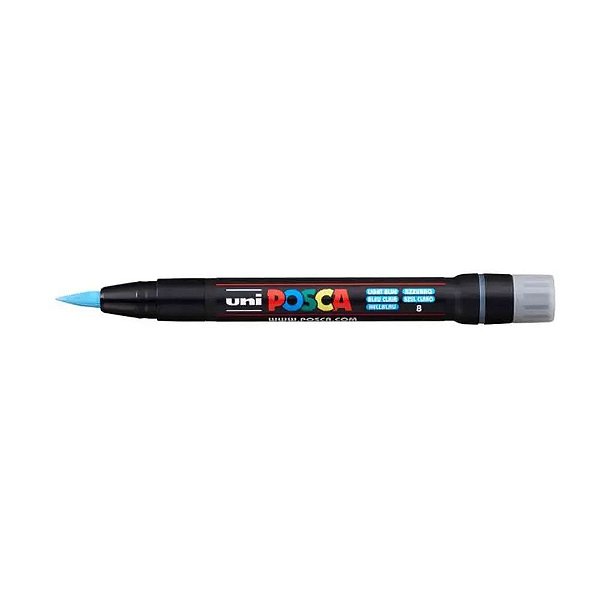 Caneta Brush Posca Azul Claro - Uni