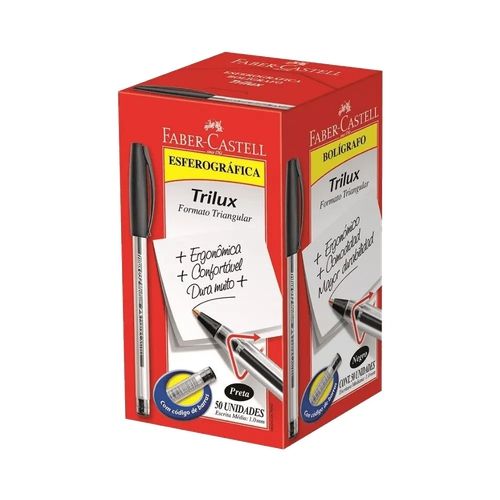 Caneta Esf Trilux C/50 Media Preta - Faber Castell
