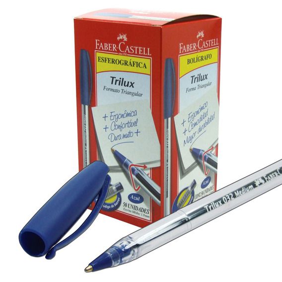 Caneta Esf Trilux C/50 Media Azul - Faber Castell