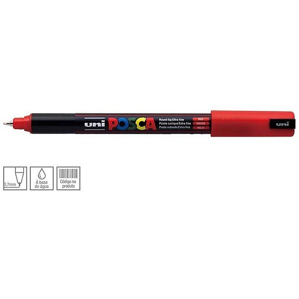 Caneta Pin Type 0,7mm Posca Vermelho - Uni
