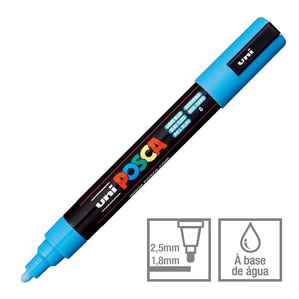 Caneta Bulled Shaped Posca 5m Azul Claro - Uni