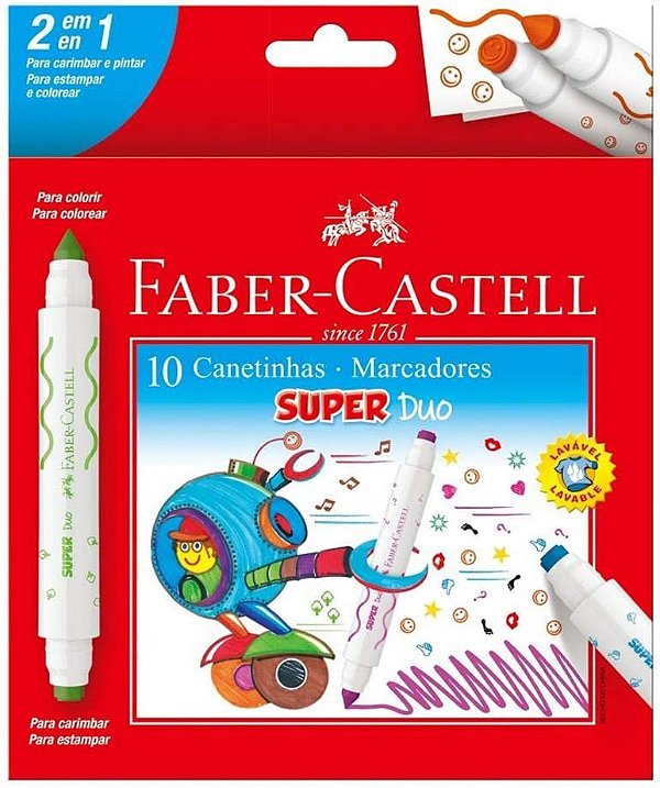 Caneta Hidrografica 2 Pontas Super Duo - Faber