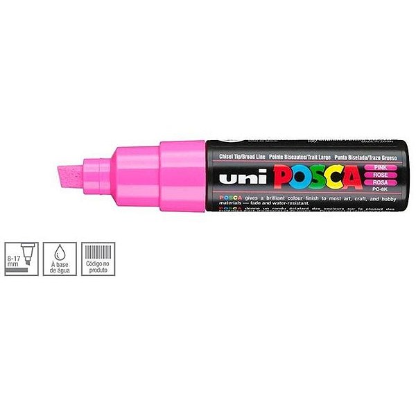 Caneta Chisel Shaped Posca 8k Rosa - Uni