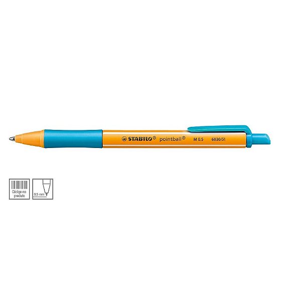 Caneta Esf 0,5mm Pointball Azul Claro - Stabilo